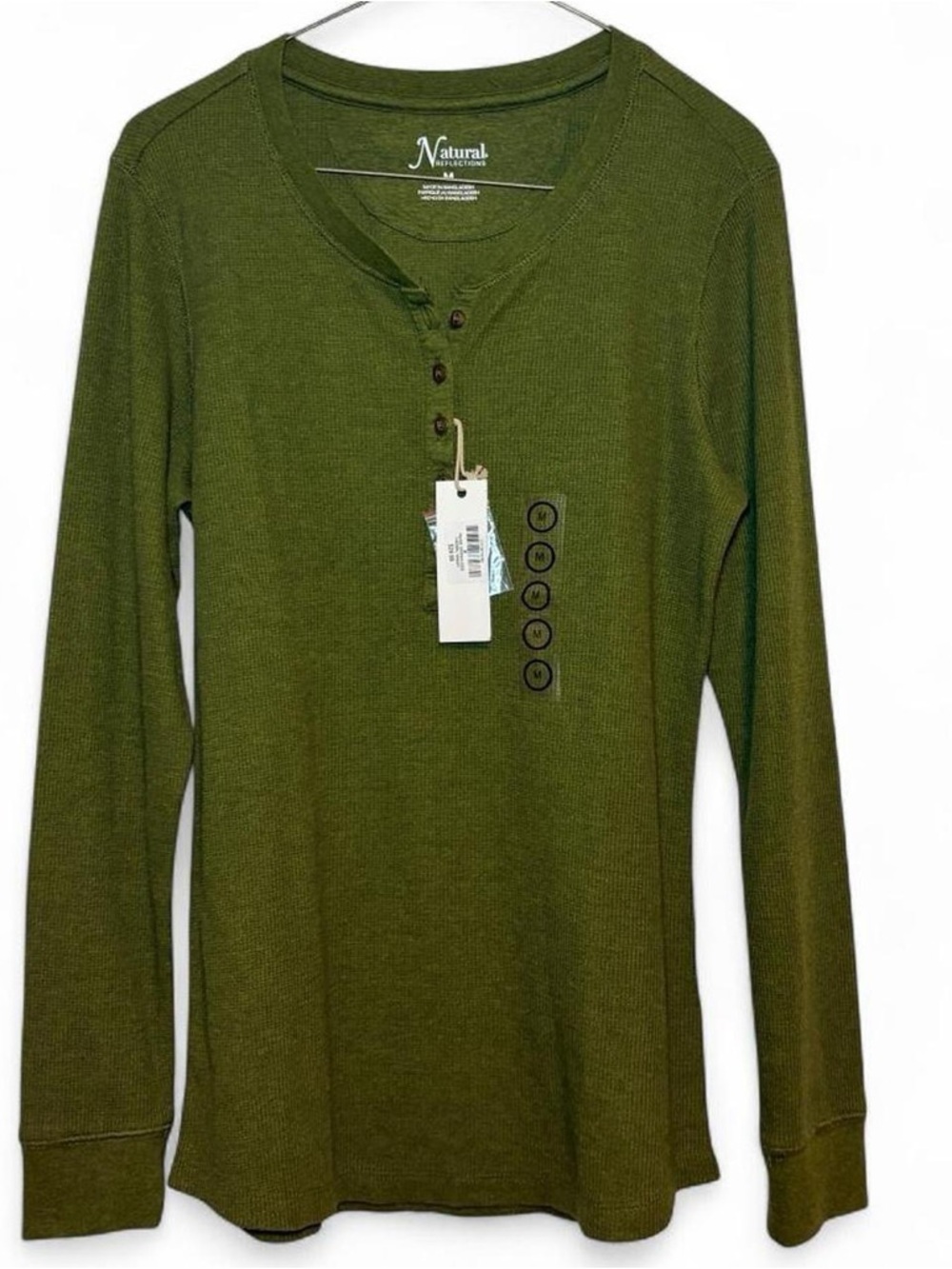 Natural Reflections NWT Olive Green Long Sleeve Henley Shirt